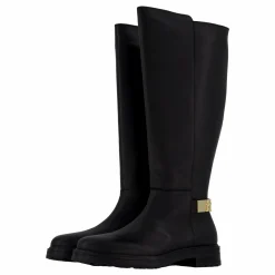 Tommy Hilfiger Th Logo Leather Long Boot Black