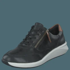 Clarks Un Rio Zip Black Leather